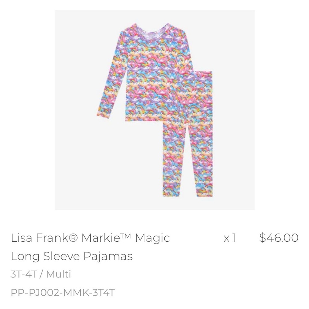 Posh Peanut x Lisa Frank Rainbow Unicorn PJ Set - Multi Color - GUC - Size 3/4T